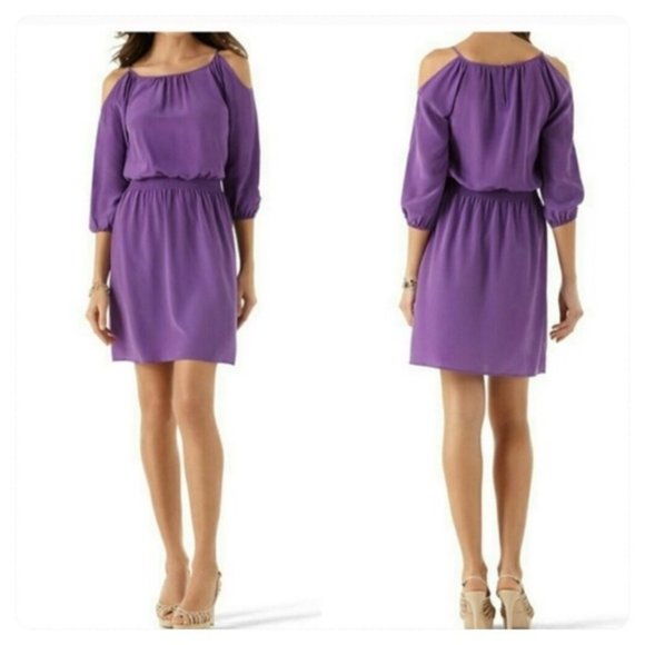 White House Black Market Dresses & Skirts - White House Black Market Silk Cold-shoulder Dress
